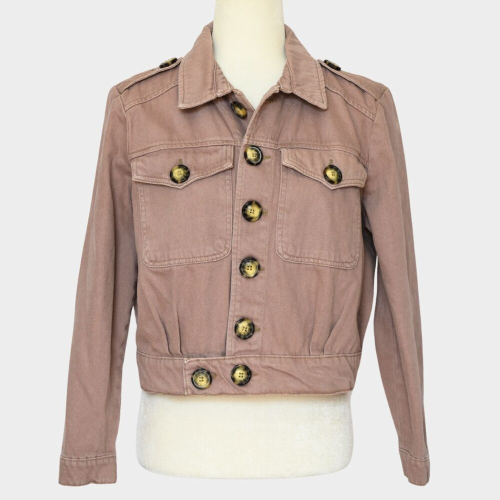 FREE PEOPLE Women's Eisenhower Cropped Denim Jacket Size XS